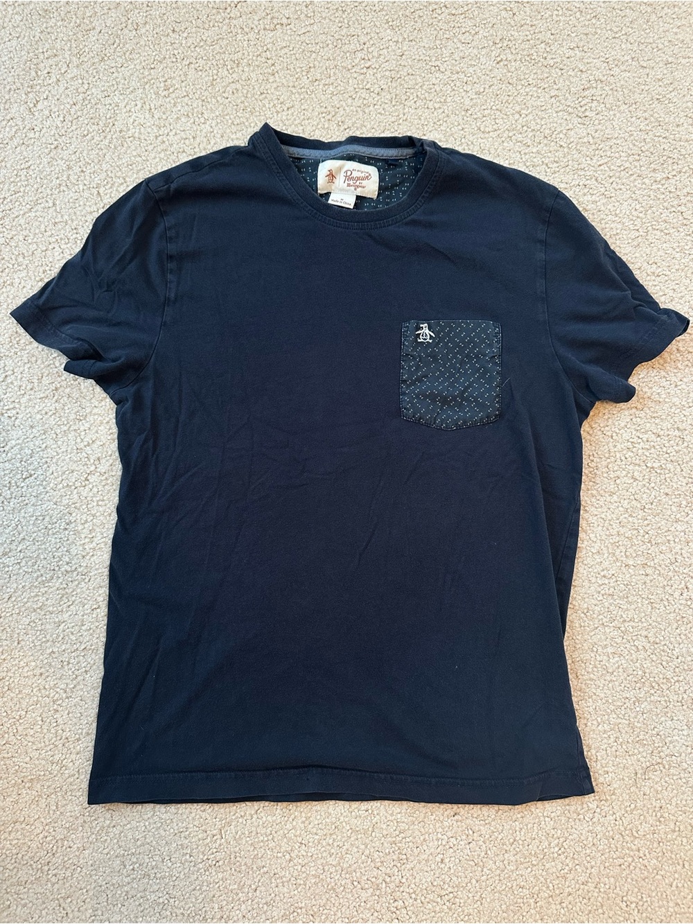 Original Penguin Navy Short-Sleeve Tee with Patterned Pocket